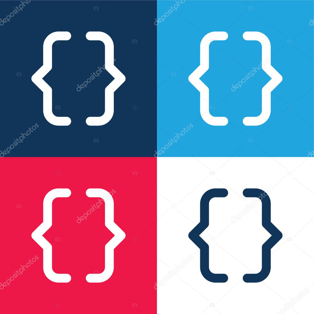 Brackets blue and red four color minimal icon set