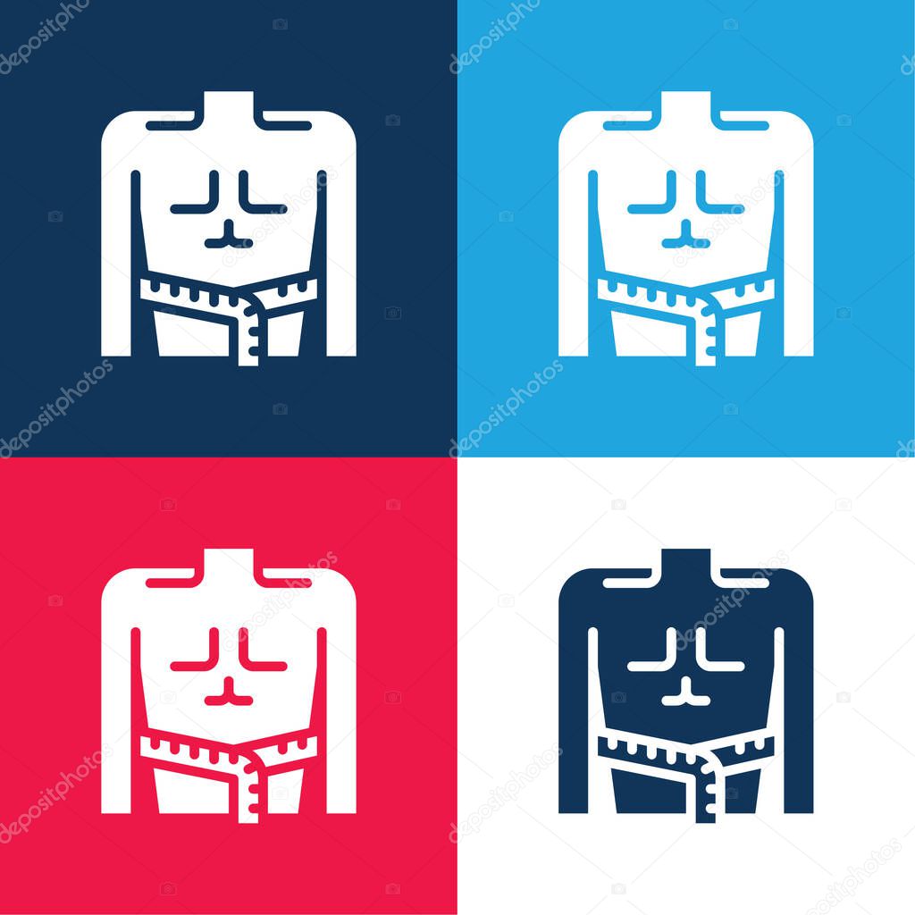 Body Mass blue and red four color minimal icon set