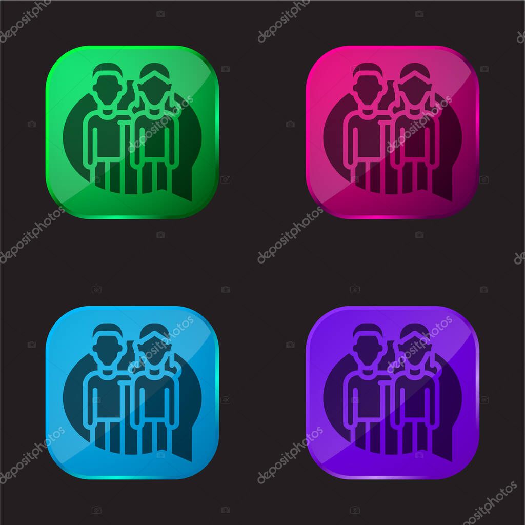 Advice four color glass button icon