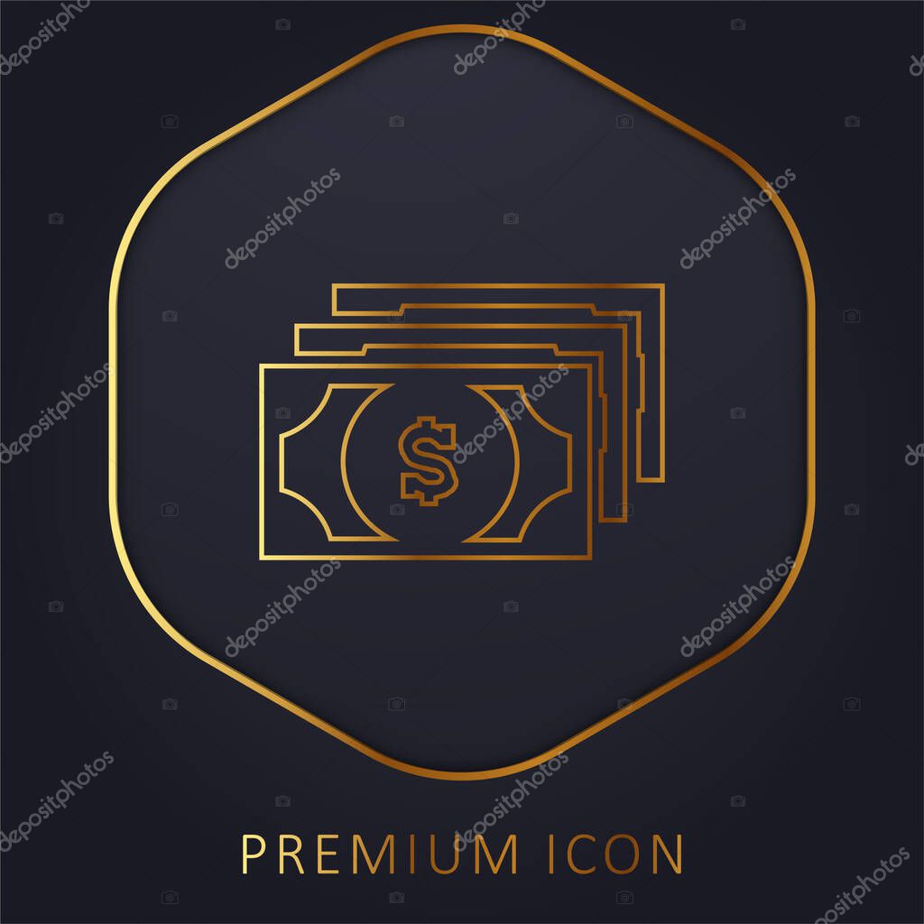 Bills Of Dollars golden line premium logo or icon