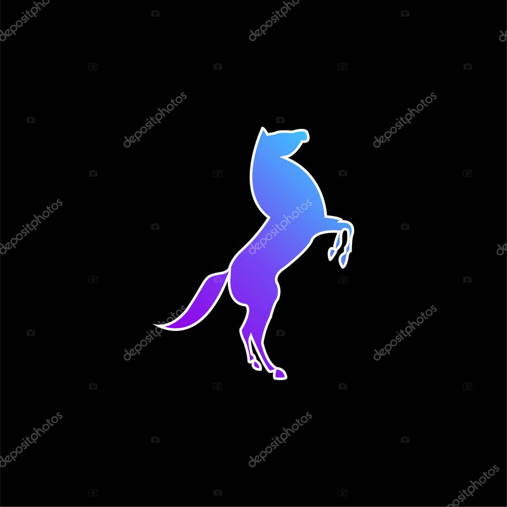 Big Horse Stand Up Pose On Back Paws blue gradient vector icon