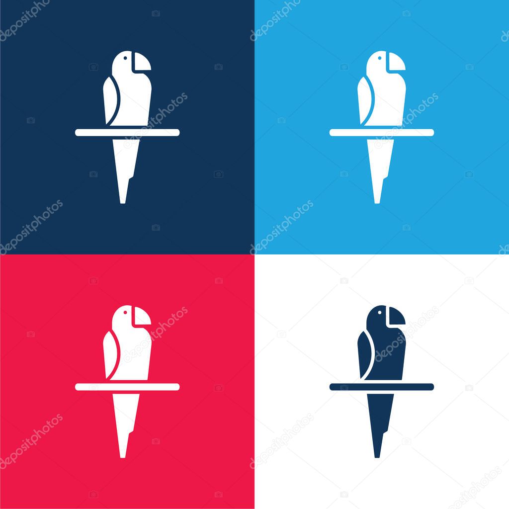 Bird blue and red four color minimal icon set