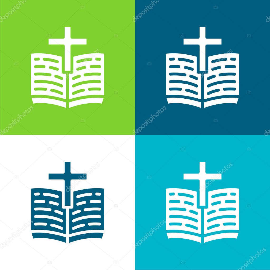 Bible Flat four color minimal icon set