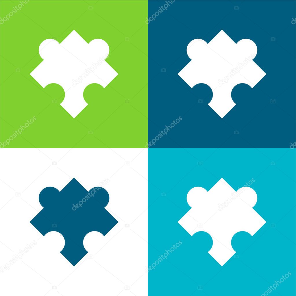 Black Puzzle Piece Rotated Shape Flat four color minimal icon set