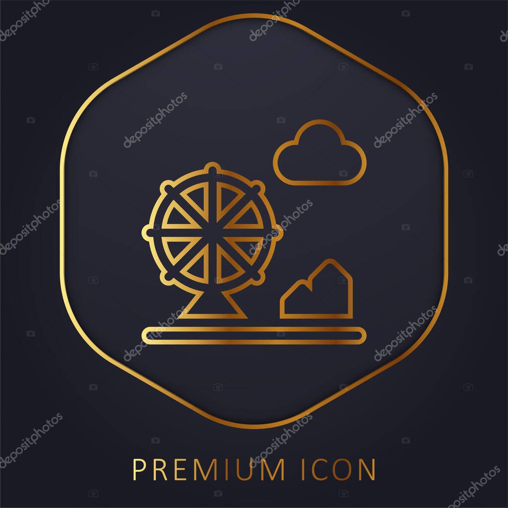 Amusement Park golden line premium logo or icon