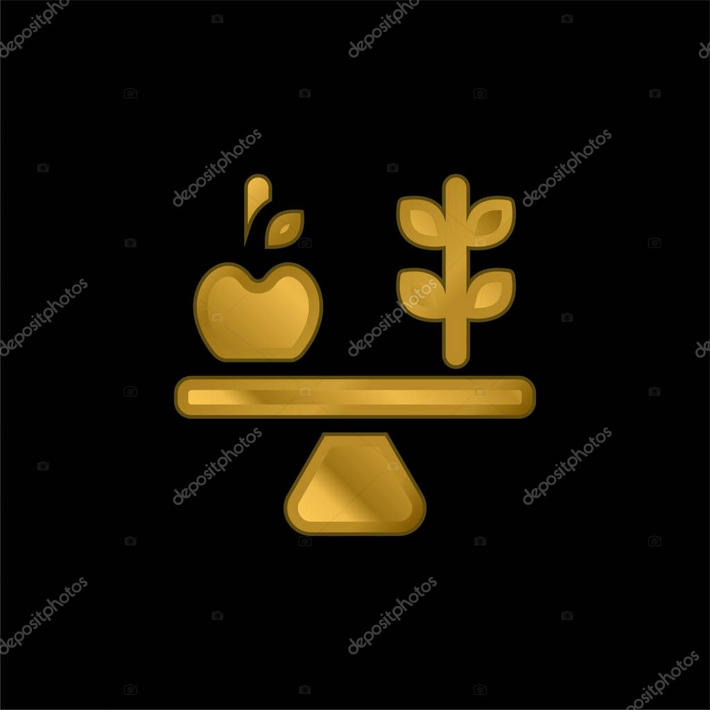 Balance gold plated metalic icon or logo vector