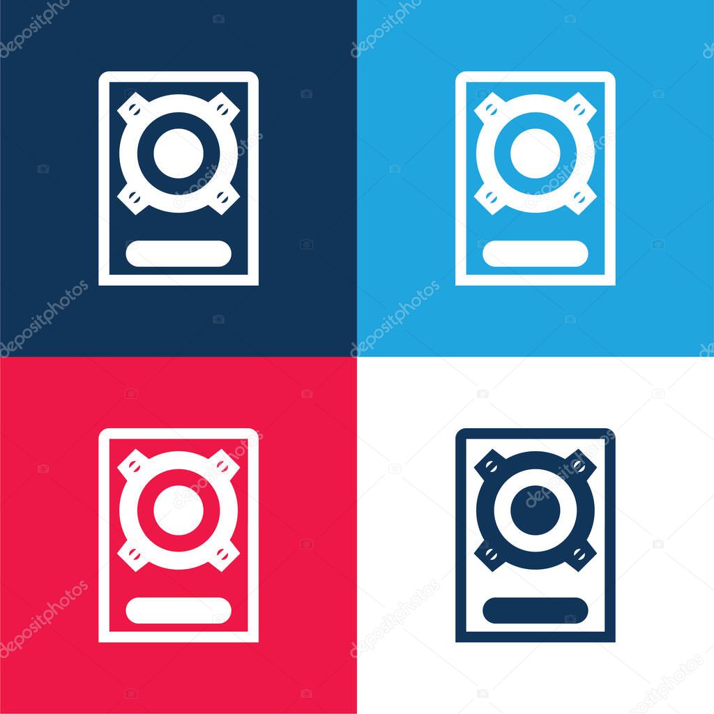 Boombox Speaker blue and red four color minimal icon set