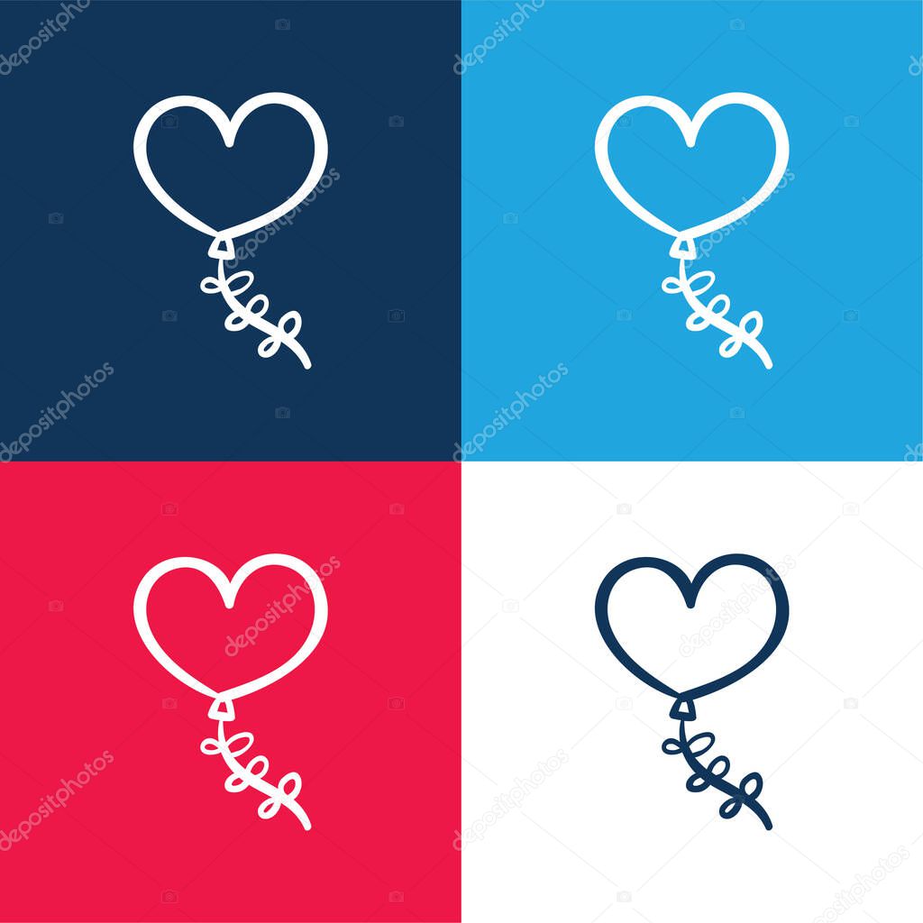 Balloon blue and red four color minimal icon set
