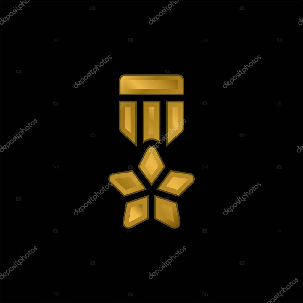 Badge gold plated metalic icon or logo vector