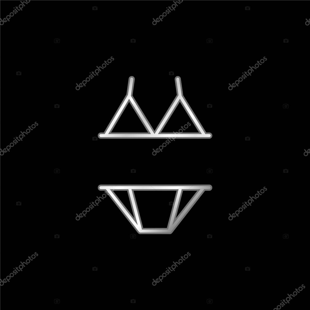 Bikini Outline silver plated metallic icon