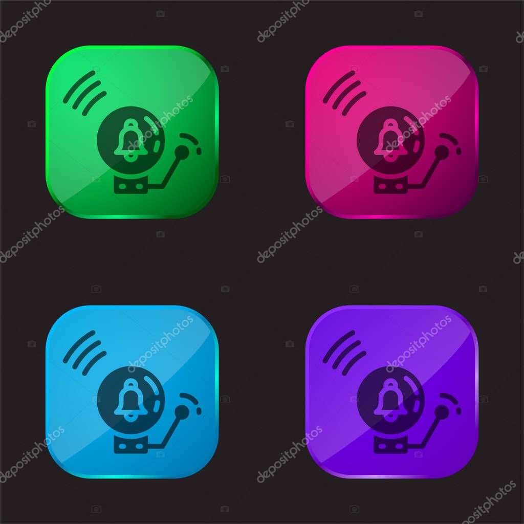 Alarm four color glass button icon