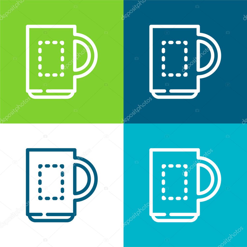 Big Mug Flat four color minimal icon set