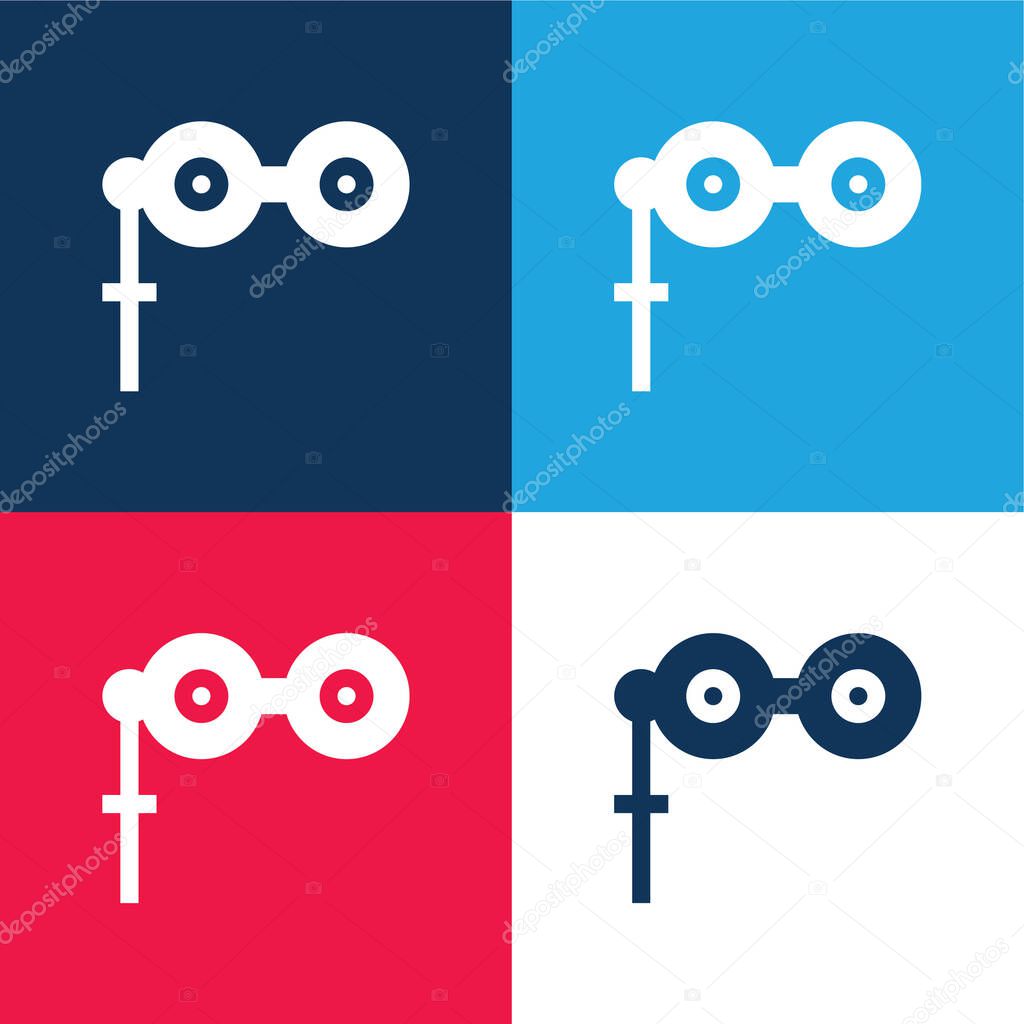 Binoculars blue and red four color minimal icon set