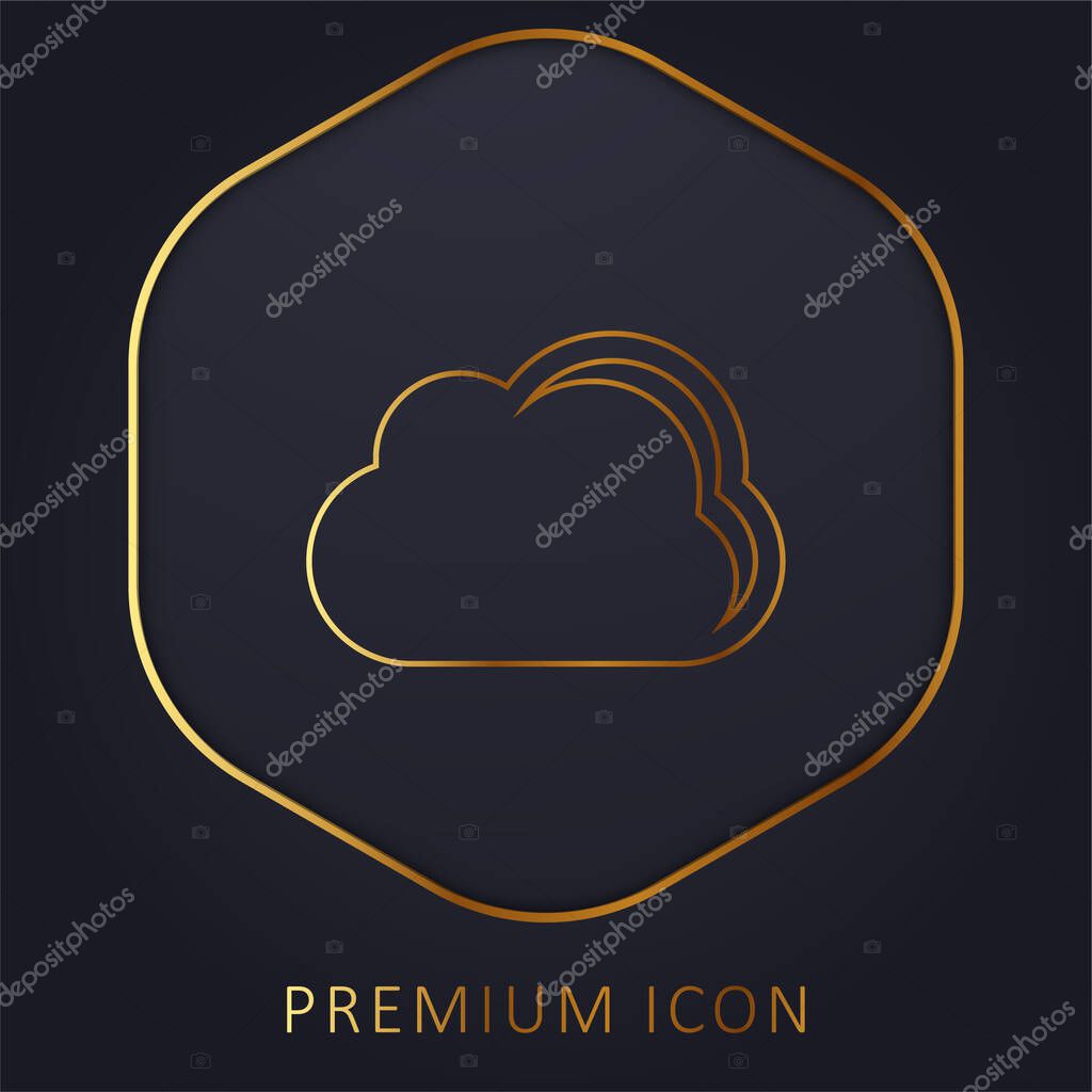 Black Cloud Weather Symbol golden line premium logo or icon