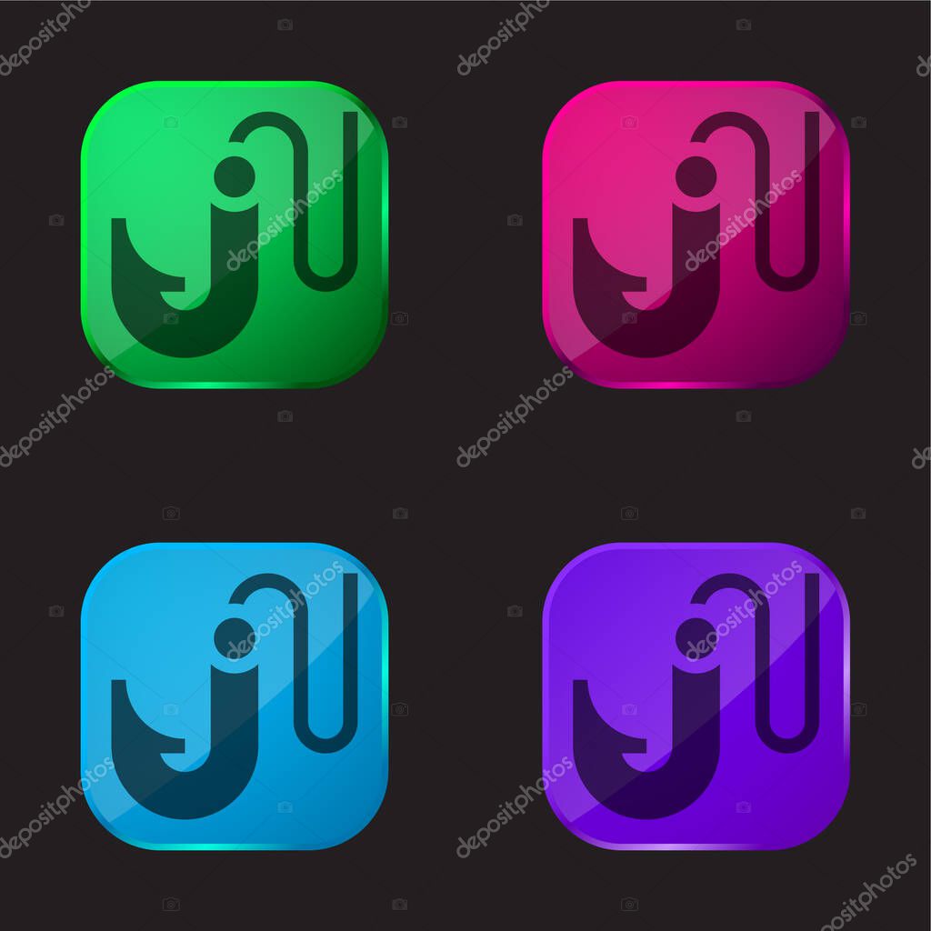 Bait four color glass button icon