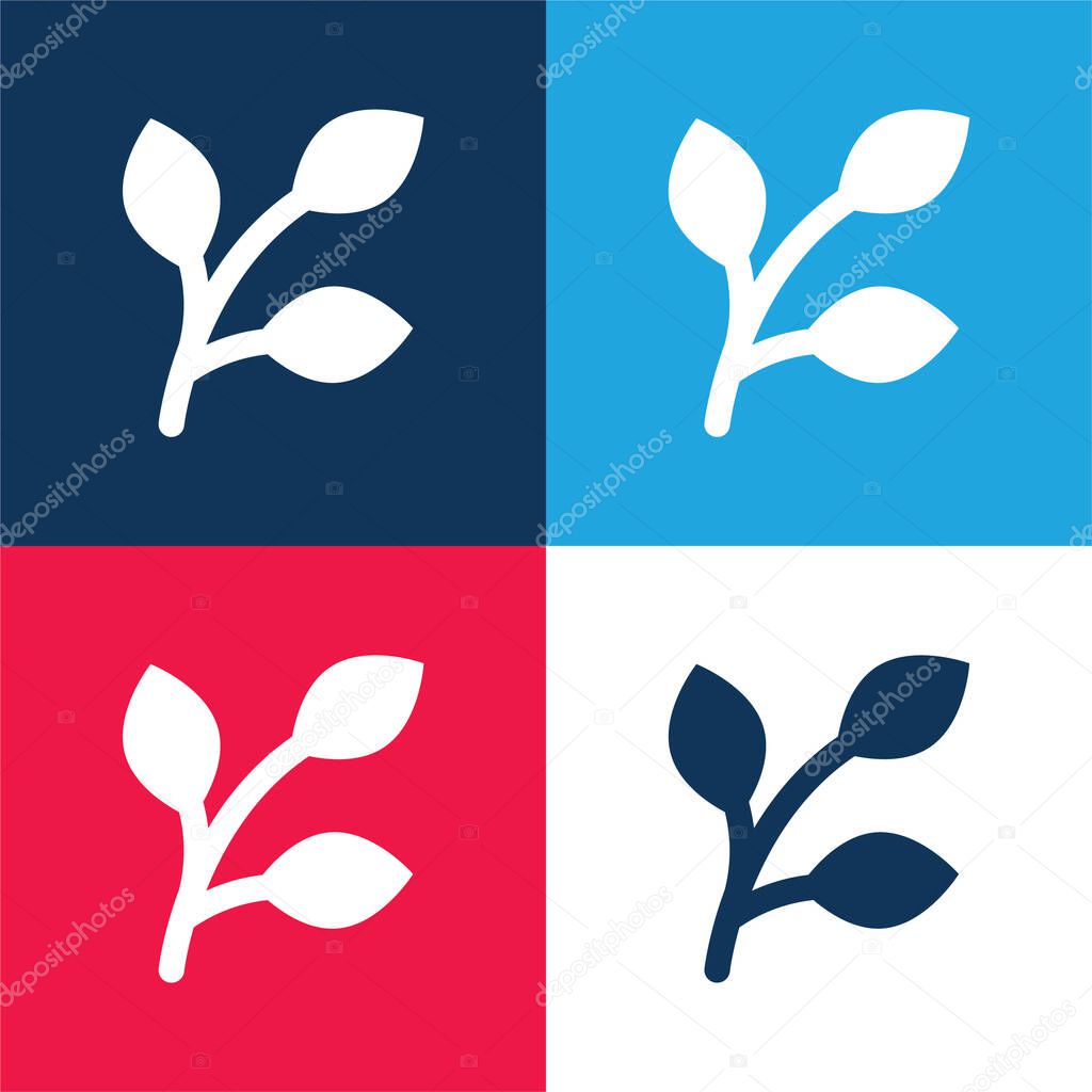 Branch blue and red four color minimal icon set