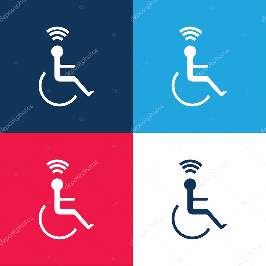 Accesibility blue and red four color minimal icon set