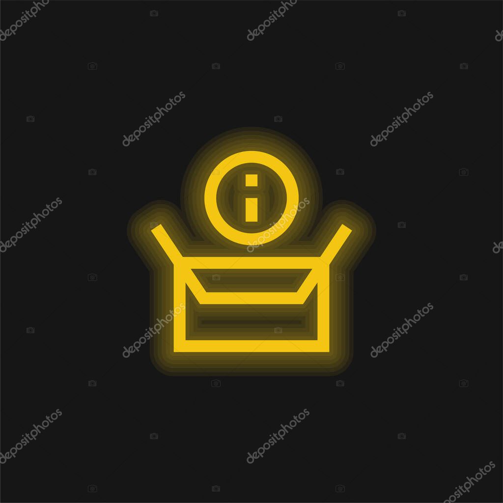 Box yellow glowing neon icon