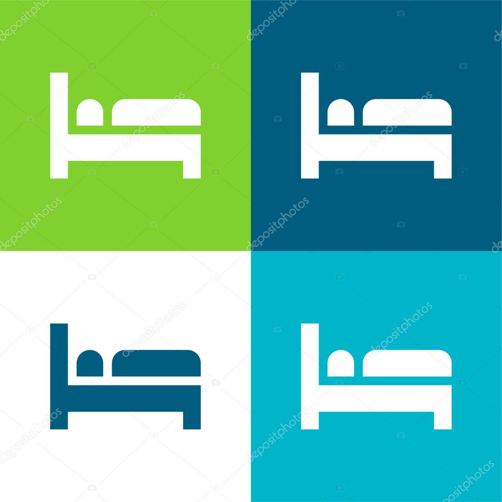 Bed Flat four color minimal icon set