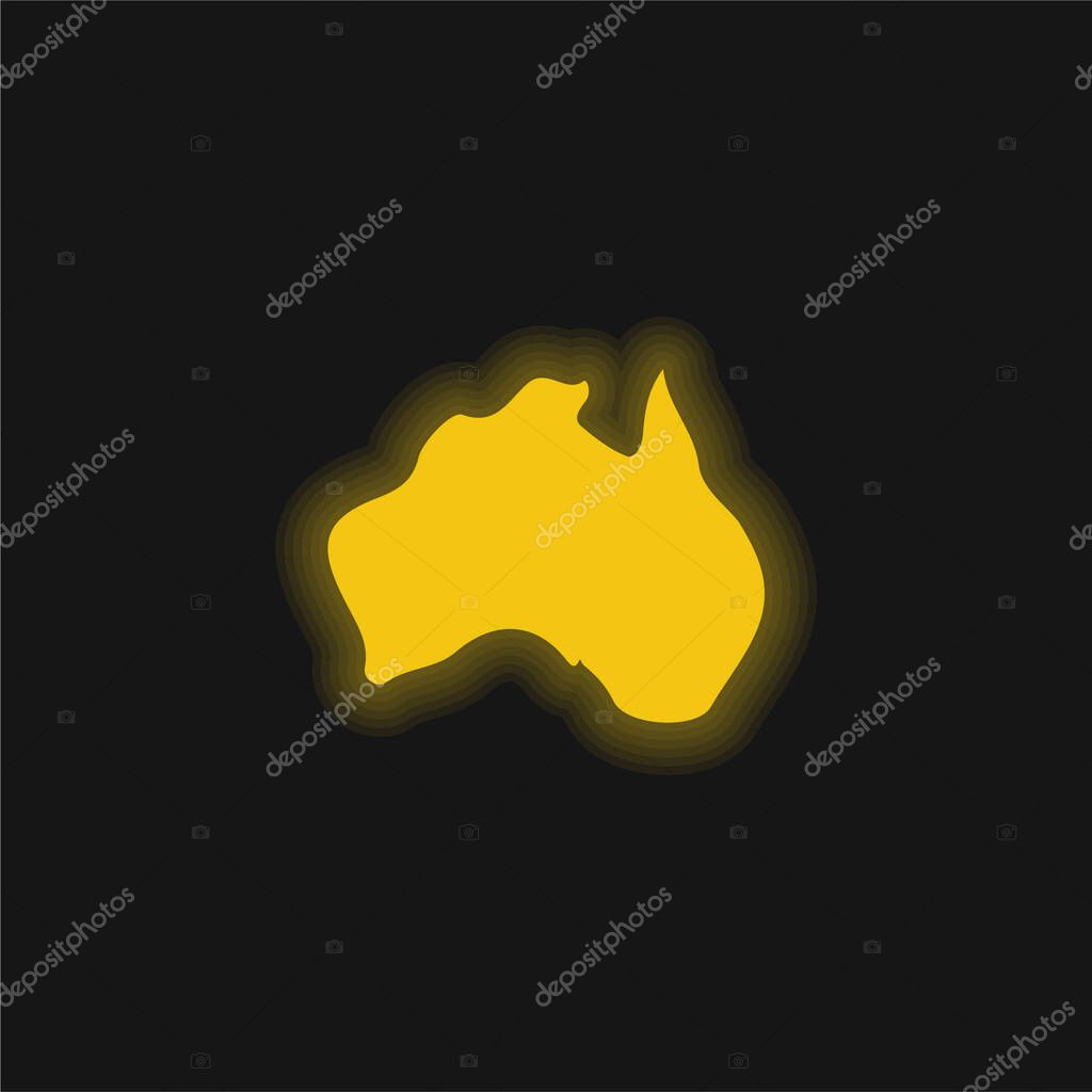 Australia yellow glowing neon icon