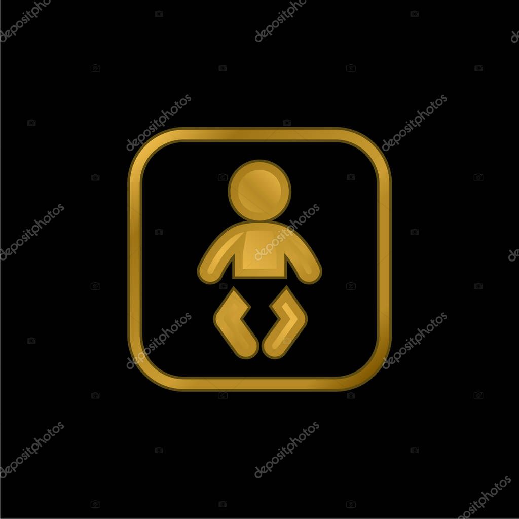 Baby Zone gold plated metalic icon or logo vector