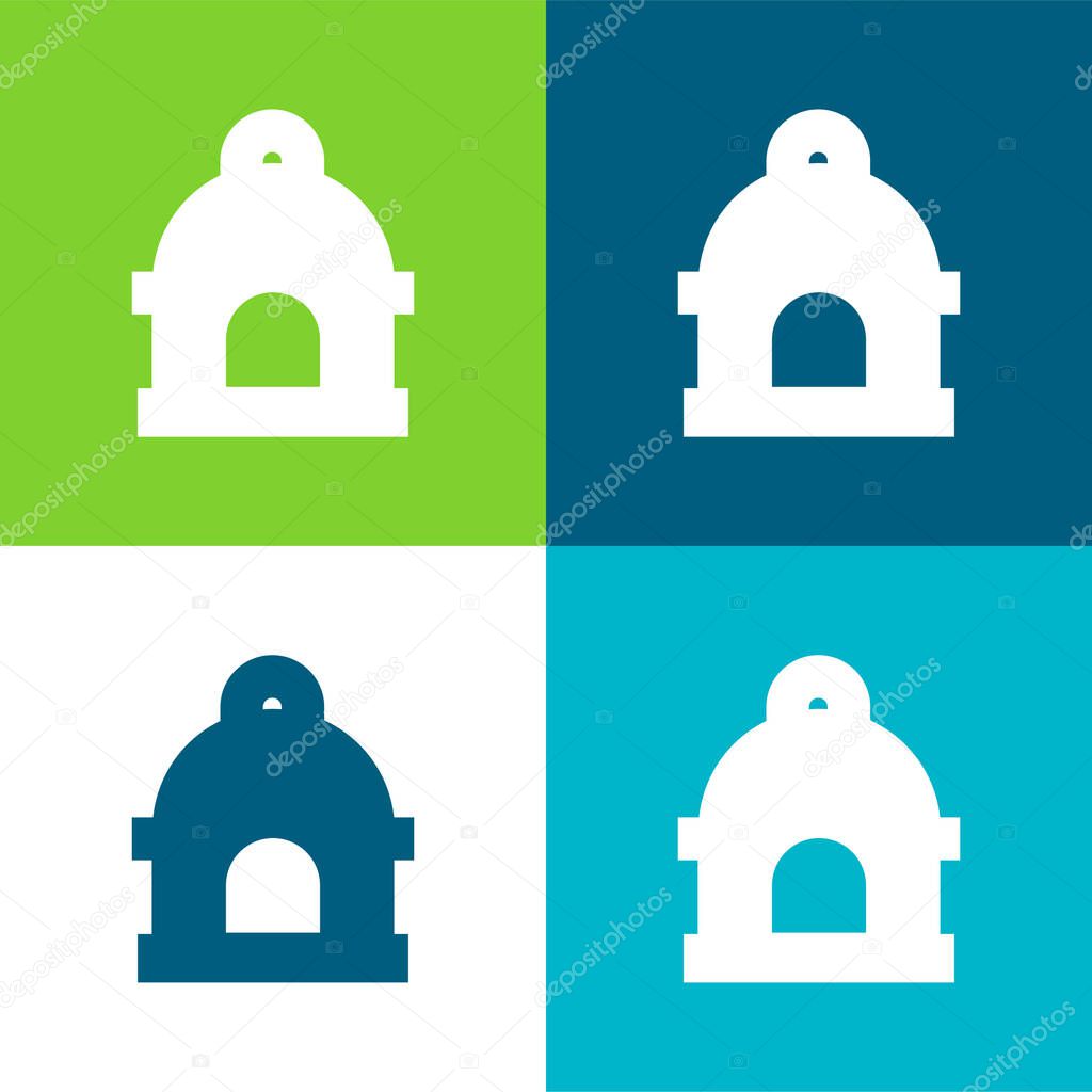 Bird House Flat four color minimal icon set