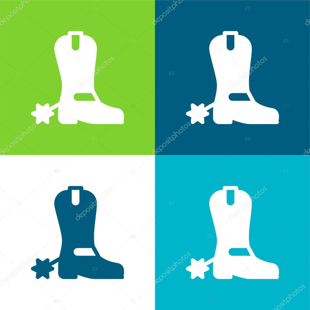 Boots Flat four color minimal icon set