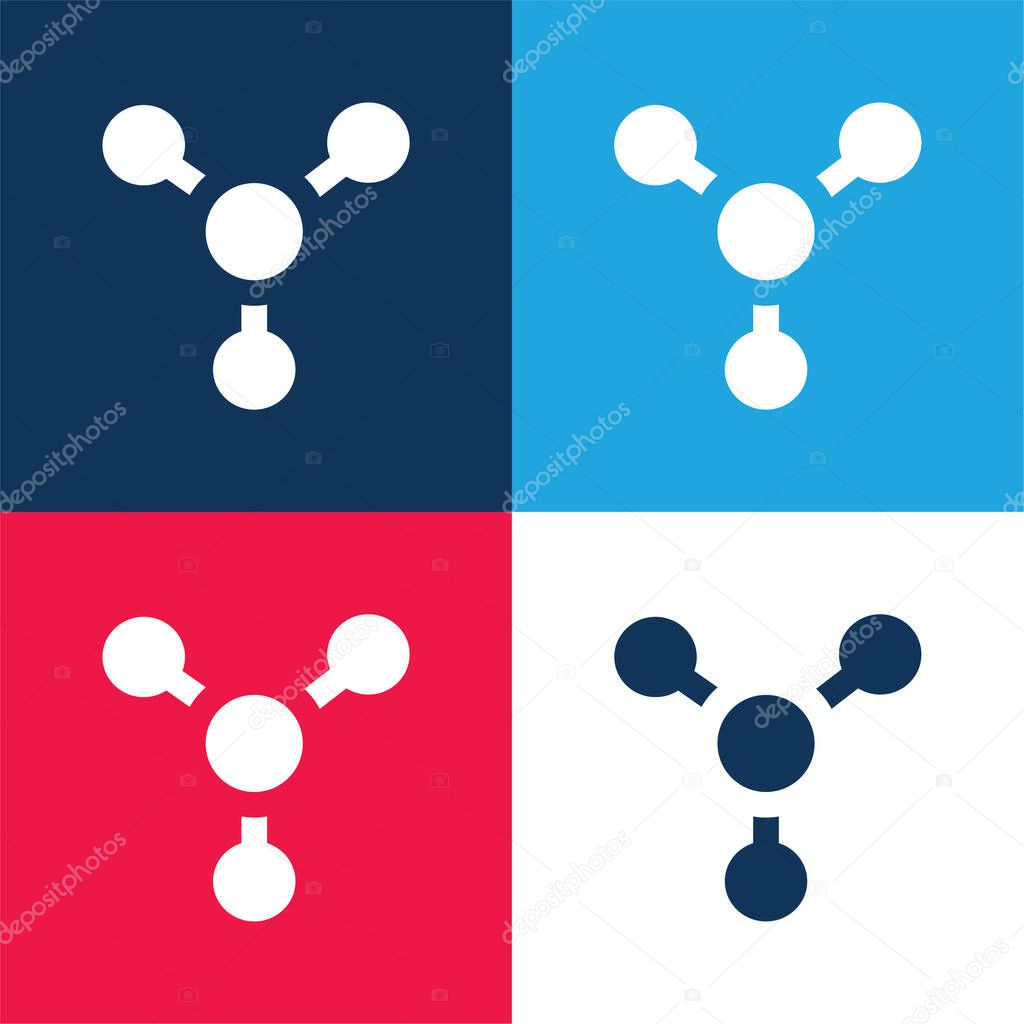 Atom blue and red four color minimal icon set
