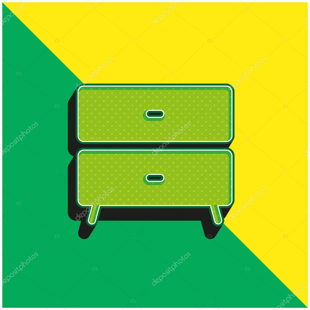 Bedside Table Green and yellow modern 3d vector icon logo