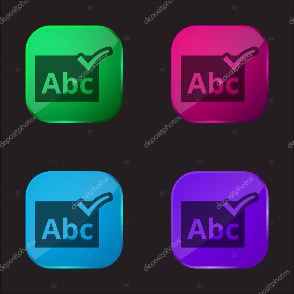 ABC Verification Symbol four color glass button icon