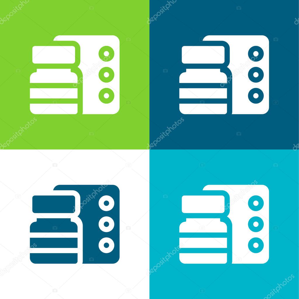 Antidepressant Flat four color minimal icon set