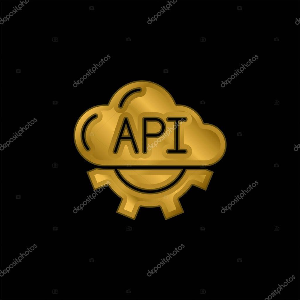 Api gold plated metalic icon or logo vector