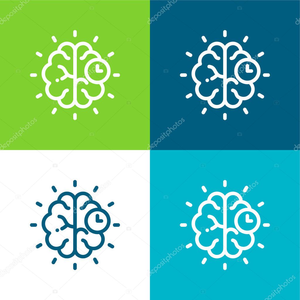 Brain Flat four color minimal icon set