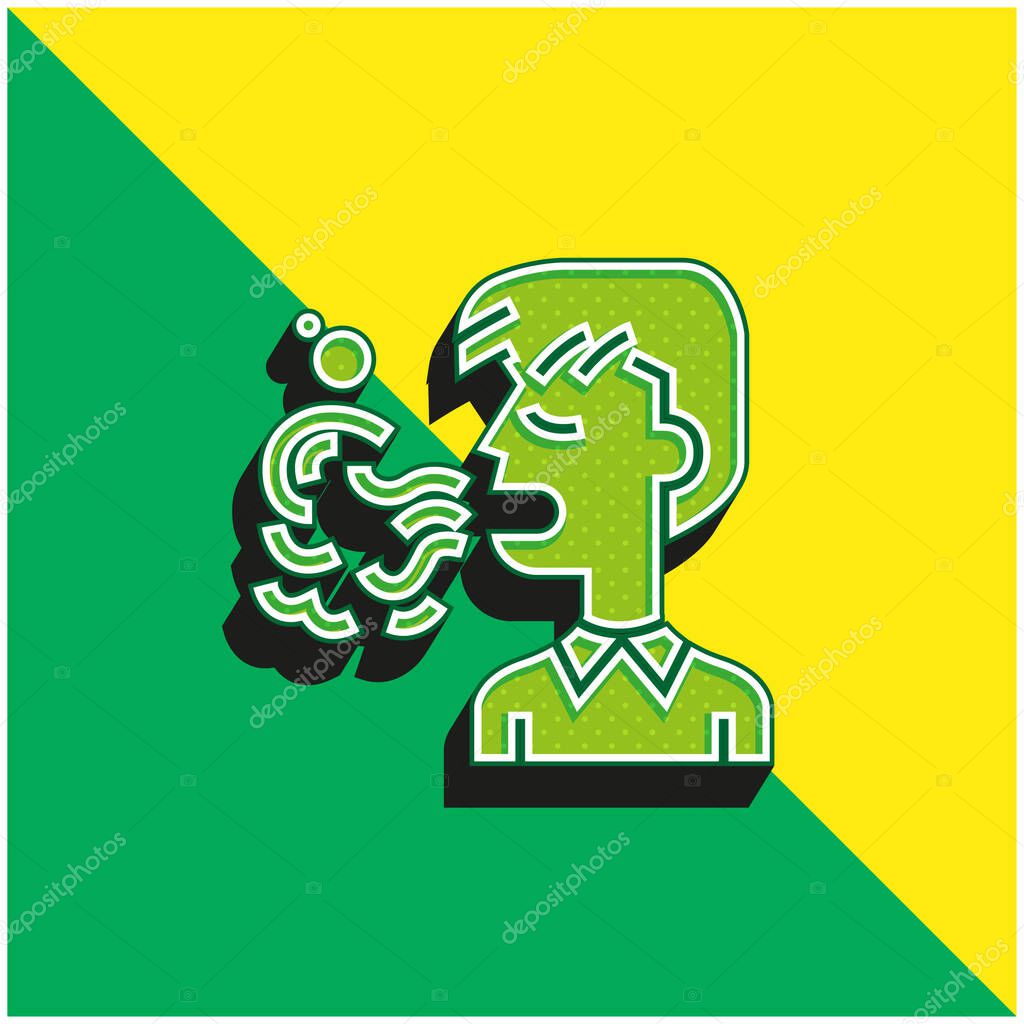 Bad Breath Green and yellow modern 3d vector icon logo