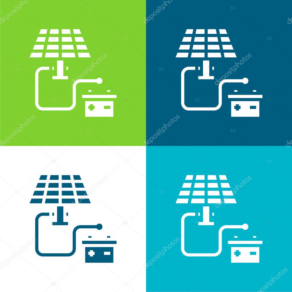 Battery Flat four color minimal icon set