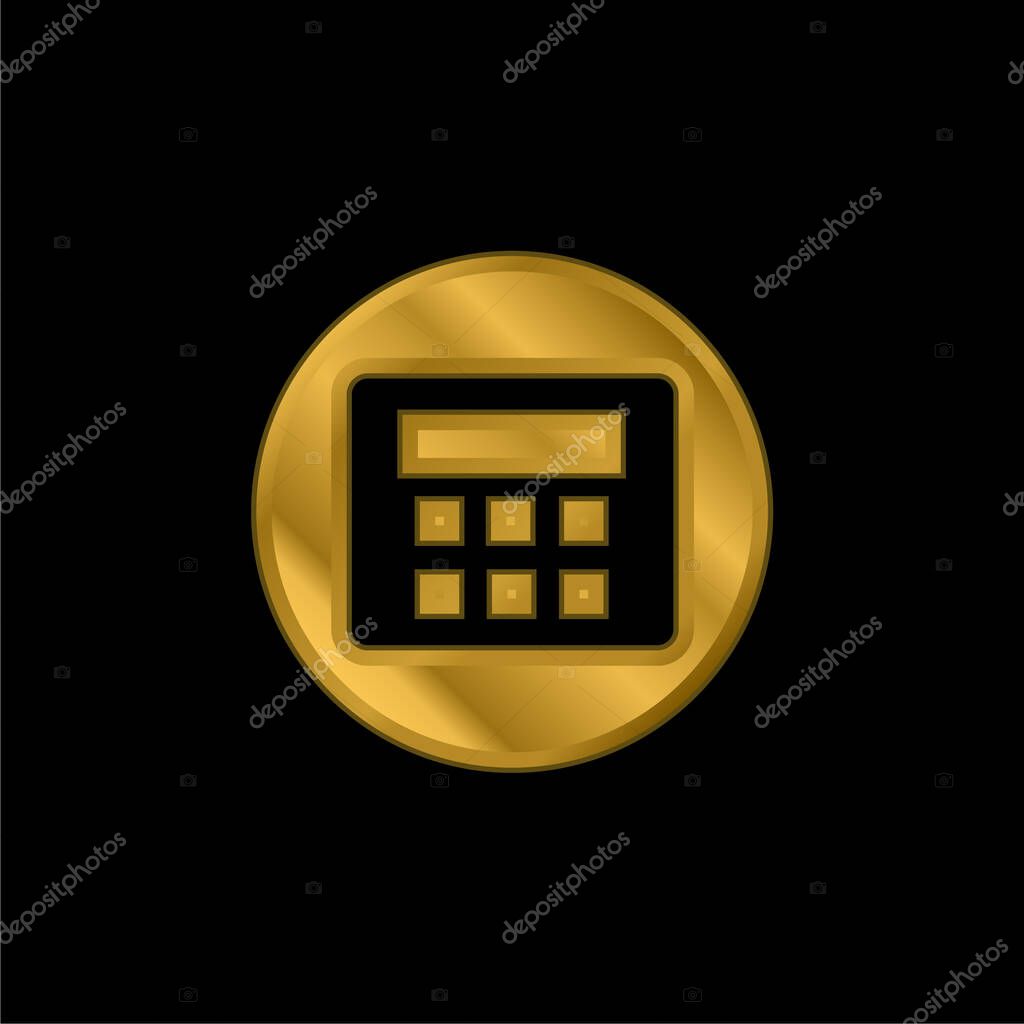 Alarm System With Password gold plated metalic icon or logo vector