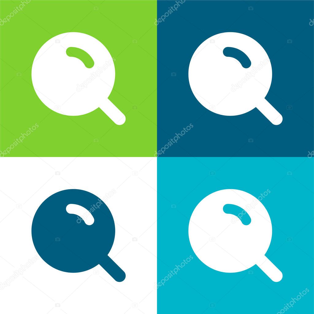 Big Magnifier With Shine Flat four color minimal icon set