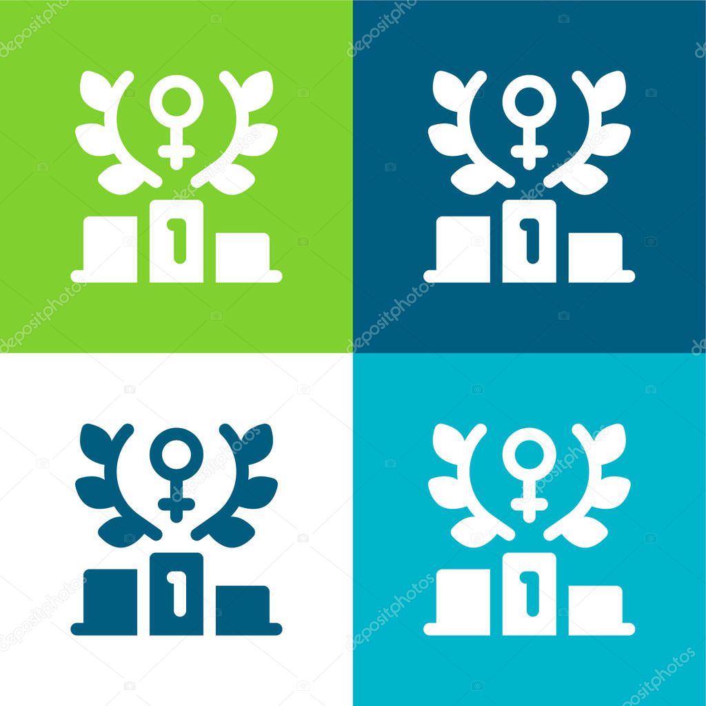 Achievement Flat four color minimal icon set