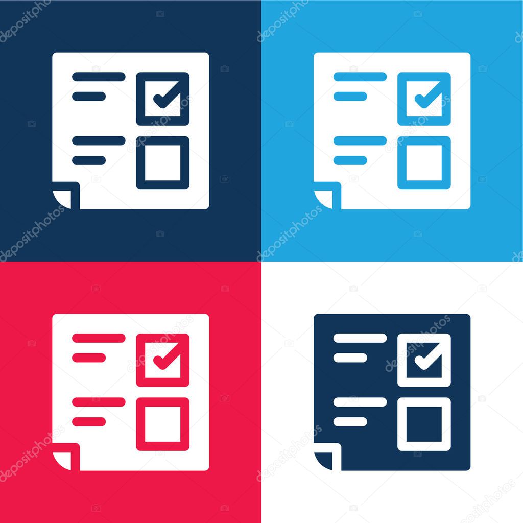 Ballot blue and red four color minimal icon set