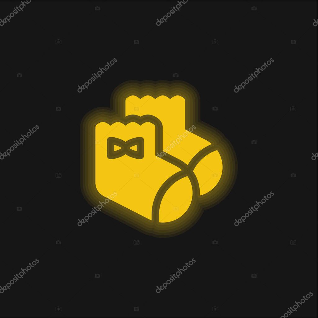 Baby Socks yellow glowing neon icon