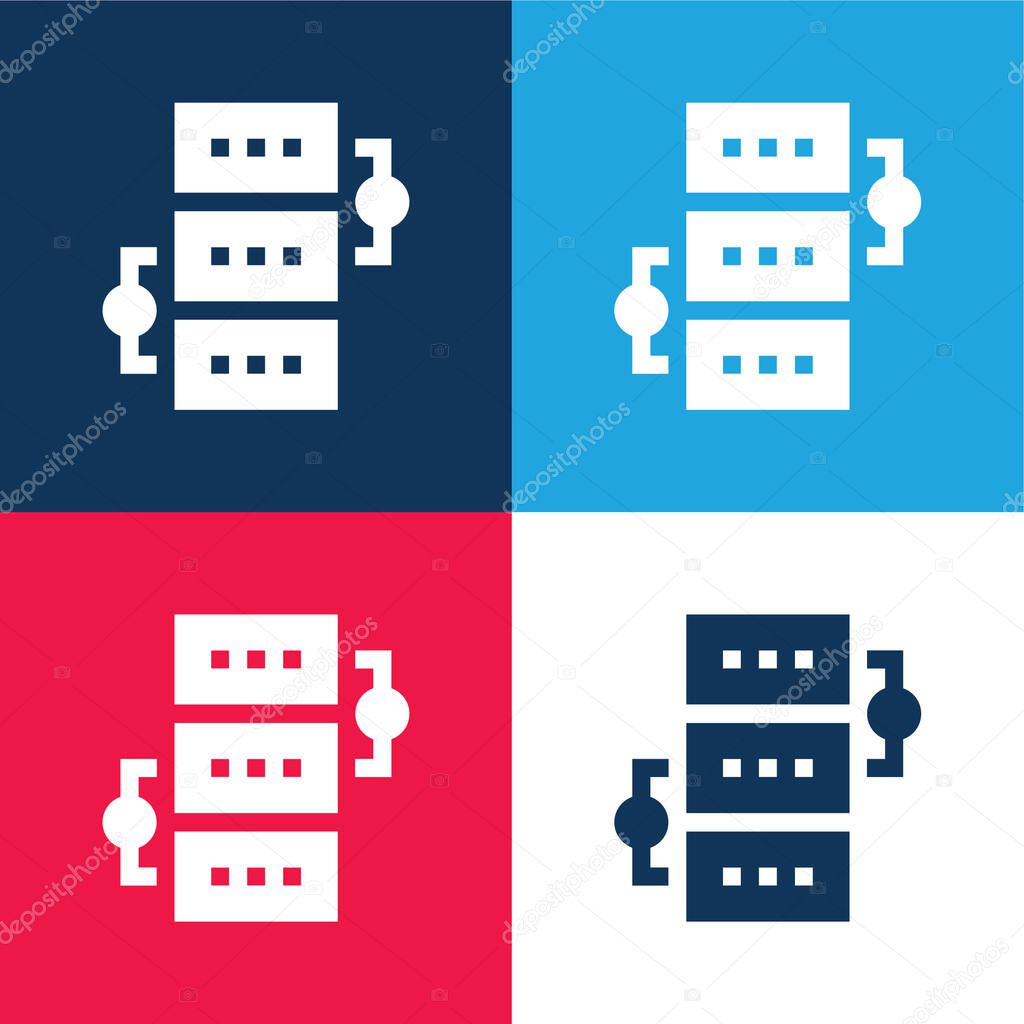 Algorithm blue and red four color minimal icon set