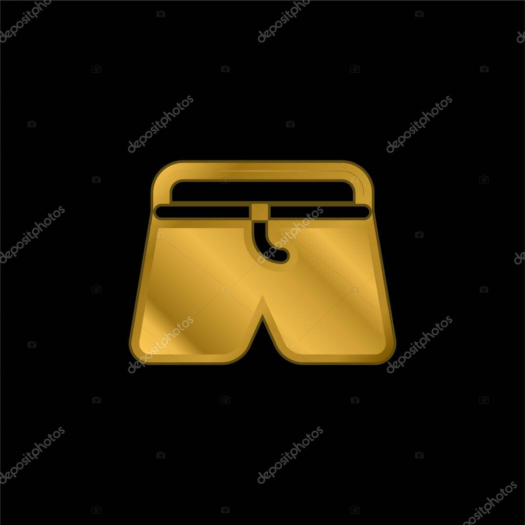 Boxers gold plated metalic icon or logo vector