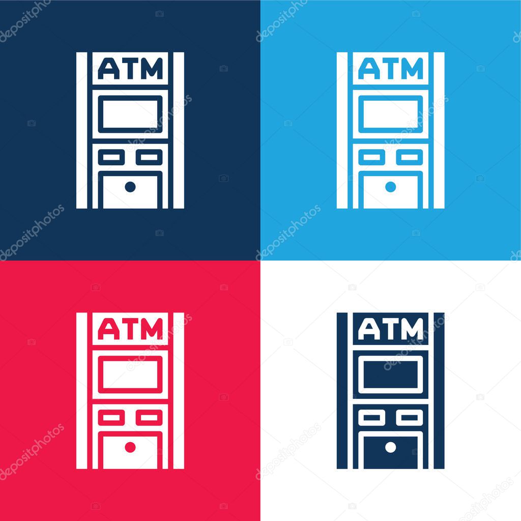 Atm blue and red four color minimal icon set