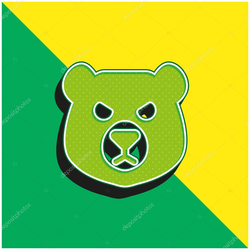 Bear Head Green and yellow modern 3d vector icon logo