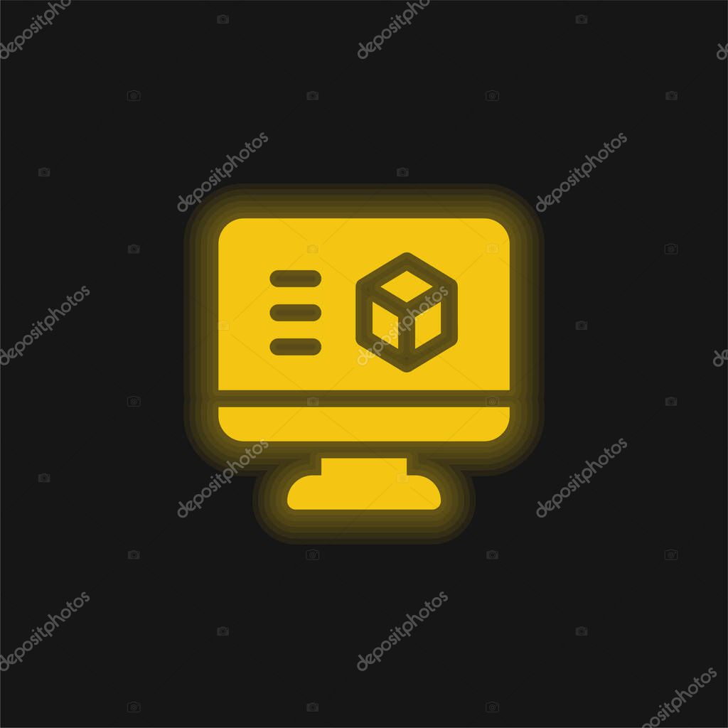 3d Printing Software yellow glowing neon icon