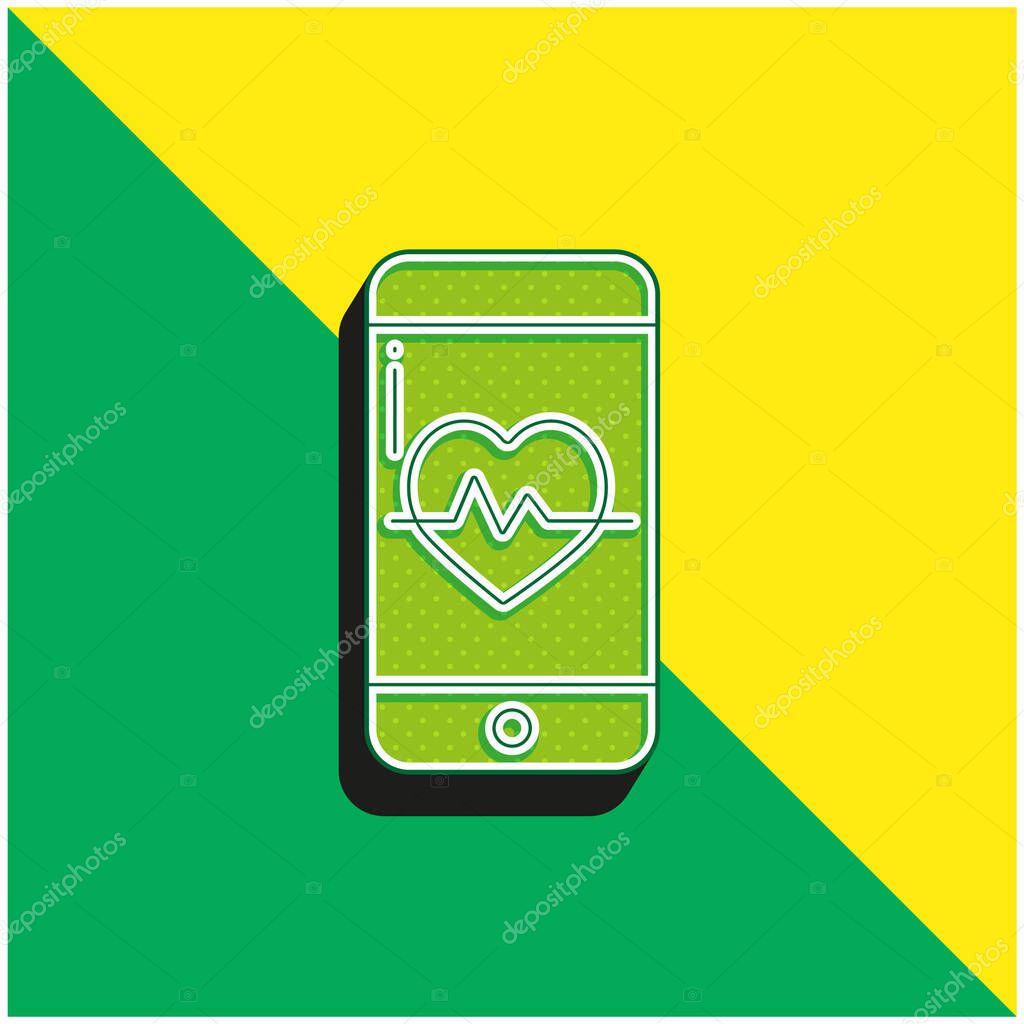 App Green and yellow modern 3d vector icon logo