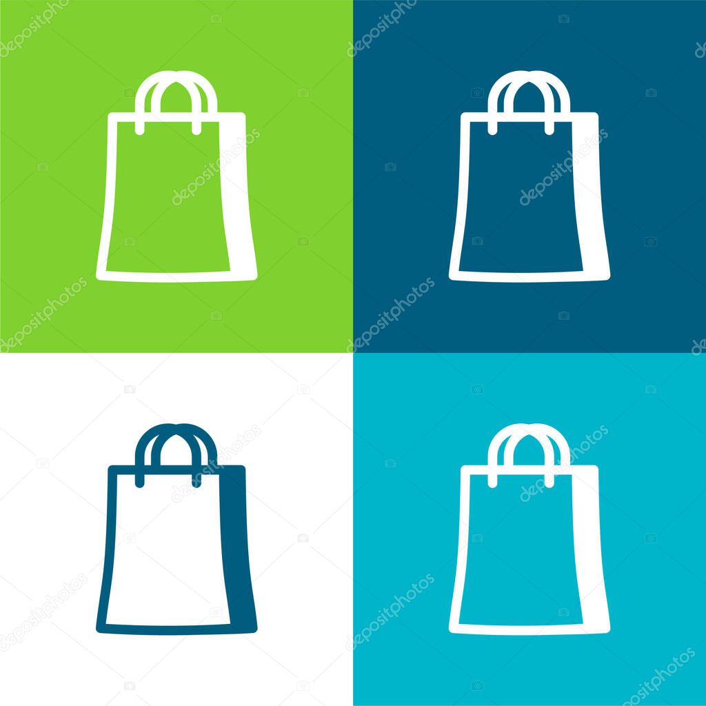 Big Shopping Bag Flat four color minimal icon set