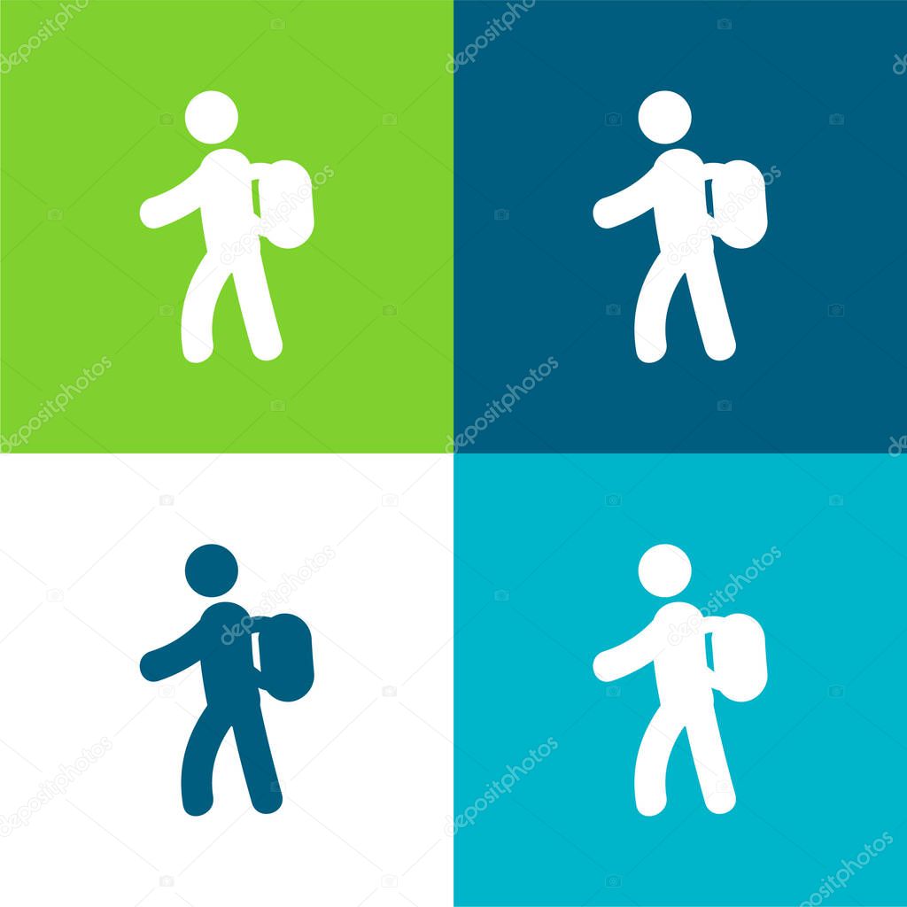 Backpacker Flat four color minimal icon set