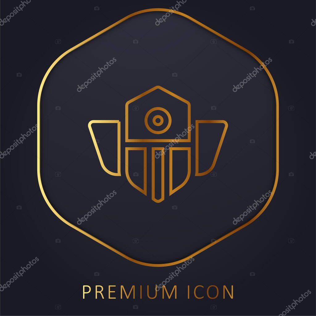 Badge golden line premium logo or icon