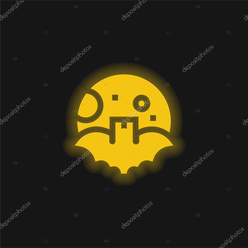 Bat yellow glowing neon icon